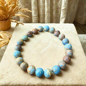 Blue Sea Impression Jasper Beaded Bracelet 8MM | Crystal Healing Jewelry